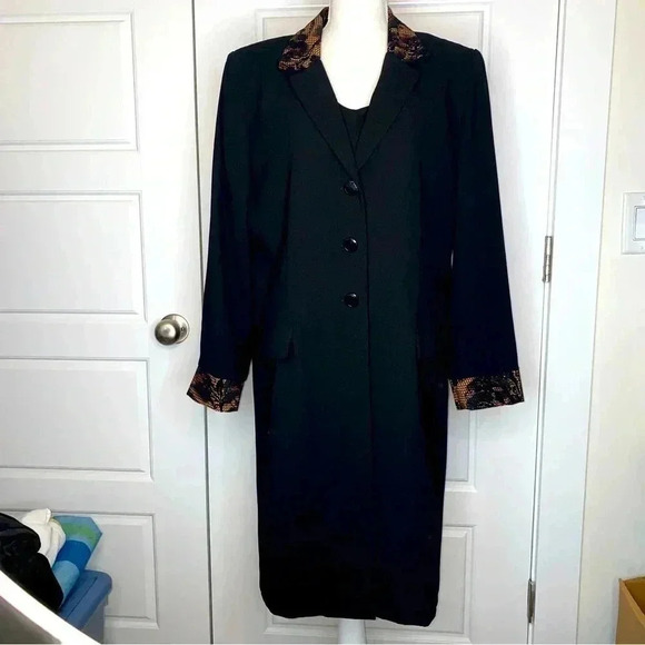 Vintage J. Taylor Coat Dress with Animal Print Trim 16P Very Classy - Picture 10 of 13